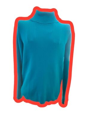 Karen Scott Teal Ribbed Turtleneck Sweater